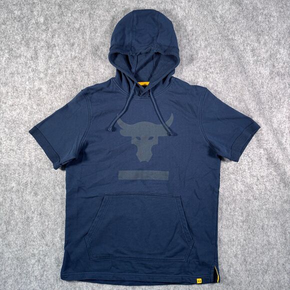 Under armour Other - Under Armour Project Rock Hoodie Mens M Blue Short Sleeve Blood Sweat Respect